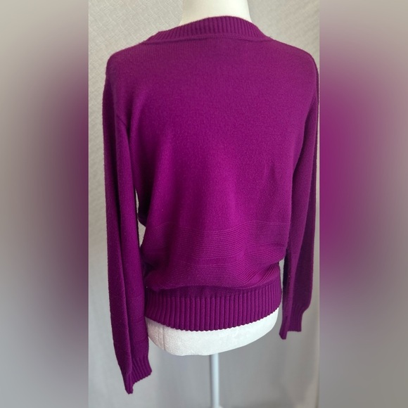 Vintage Kenneth Too Knit Sweater Purple Duck Detailed Acrylic 90's Cozy Sz S - Picture 6 of 7